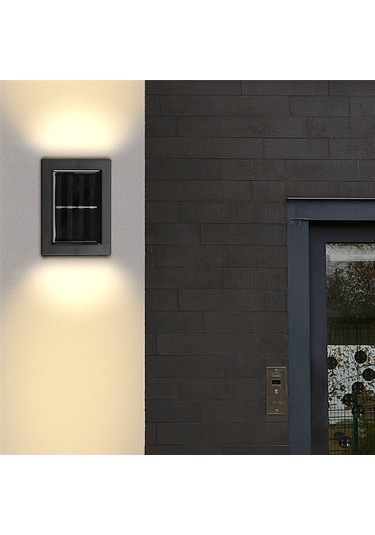 Açık Bahçe Güneş Enerjili Duvar Işıkları Yukarı Ve Aşağı Su Geçirmez Duvar Işıkları, B Siyah