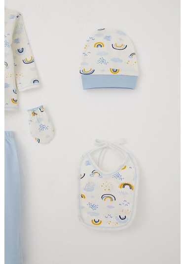 Breeze Erkek Bebek Hastane Çıkışı 5 Li Gökkuşağı Işıltısı 0-3 Ay, Beyaz Beyaz