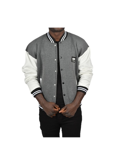 Deepsea Erkek Antrasit İçi Şardonlu Üç İplik Armalı Kolej Ceket Kolej Yaka Mont 2304776 Antrasit