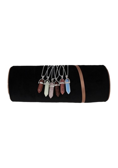 Gül Kuvars Taşı Dağal Çivi Kolye Ve Zincir Pembe