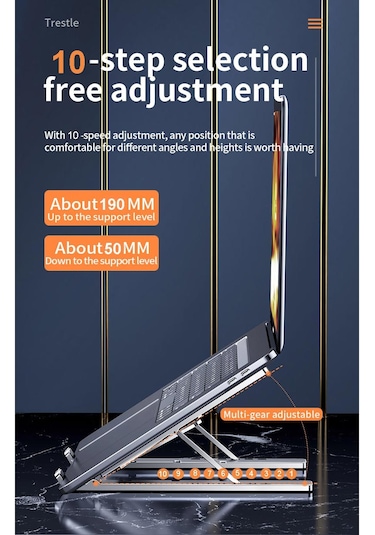 BN16 Metal Kasa Alüminyum Dizüstü Laptop Bilgisayar Standı Katlan