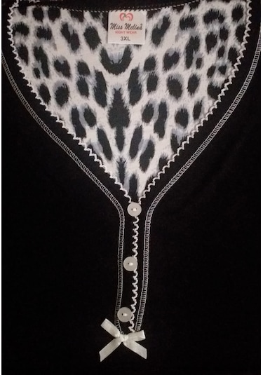 Miss Melina Bambu Kısa Kol Kadın Pijama Takımı Leopar Siyah