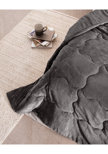 Madame Coco Kaira Tek Kişilik Comforter Set - Antrasit Gri