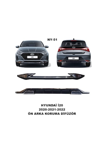 Hyundai İ20 Ön Ve Arka Tampon Koruma Difüzör İ.20 Makyajsız 2020-2021-2022 Uyumlu Ön Arka Difüzör