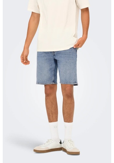 Only & Sons Erkek Onsweft Regular Fit Jean Şort 22032927 Mavi Mavi