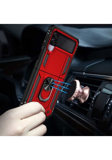 Galaxy Uyumlu Z Flip 3 Kılıf Tchs Vega Kapak - Siyah Siyah