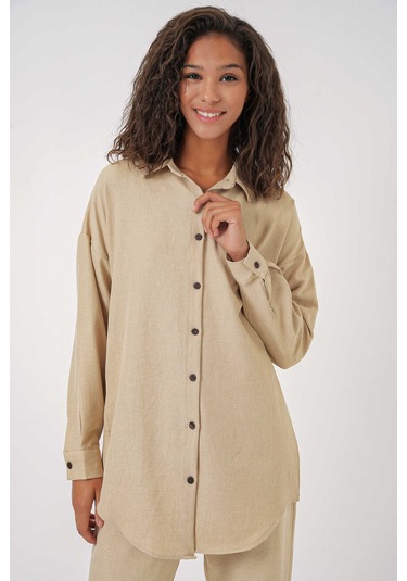 Gabria Keten Ön Düğmeli Takım Bej