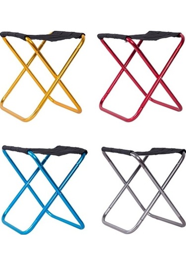 Novahub Açık Mekan Kamp Sandalyesi 7075 Alüminyum Balıkçı Barbekü Dışkısı, 24.5x22.5x27cm, Gümüş Gri Mavi Desen Mavi