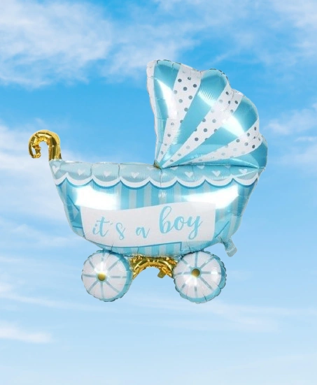 Folyo Balon Baby Boy Mavi Puset 79x71cm Cinsiyet Partisi Baby Shower Bebek Partisi Diğer