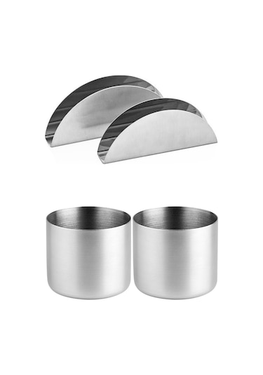 Çelik Peçetelik - Stick Şekerlik -masa Üstü Set -4 Adet