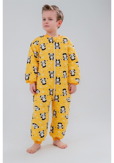 Kız Erkek Çocuk Kalın Elyaf Dolgulu 2.5 Tog Desenli Uyku Tulumu-sarı Sarı