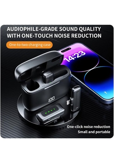 Nsssunnre Kablosuz Yaka Mikrofonu Taşınabilir Gürültü Azaltma