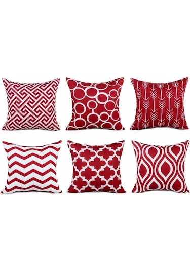 Hangfox 6 Adet 45x45 Cm Kanvas Koltuk Yastık Kılıfı, Yumuşak Pamuk Keten, Gizli Fermuar, Modern Dekoratif Desen, Ev & Ofis Kullanıma Uygun Diğer