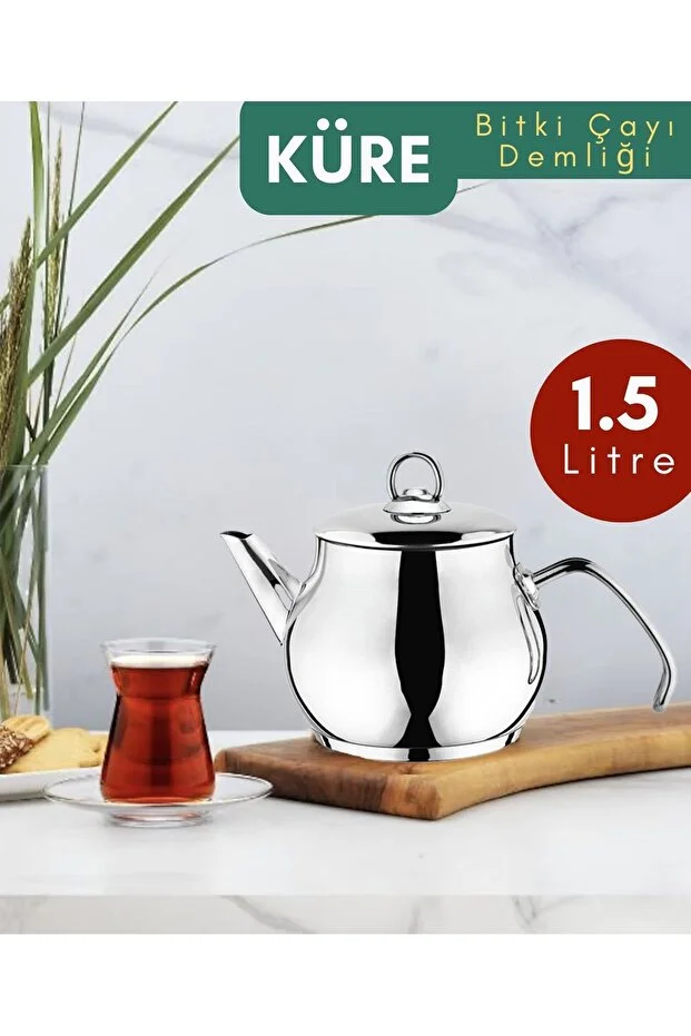 Küre 1.50 Lt Paslanmaz Çelik Bitki Çayı Demliği Çelik