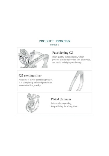 Bsr453-6 S925 Sterling Silver White Gold Plated Zircon Luxury Leaf Ring Çok Renkli