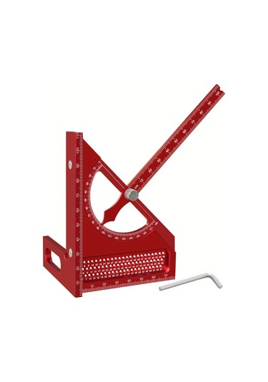 Symbee Alüminyum Ahşapçı Açı Çizici - 0-180 Derece Hızlı İşaretleme, 3d Ayarlanabilir, Metrik Ölçü, Kırmızı
