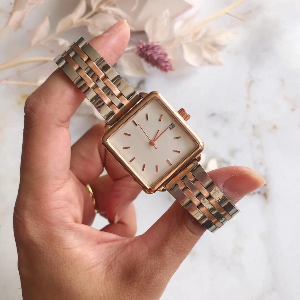 Fully Rose Kasa Rose Gold Gümüş Kare Kadın Kol Saati Rose Gold