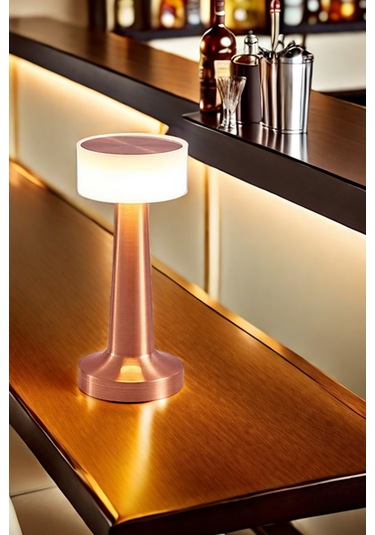 Rosegold Dekoratif Şarjlı Dokunmatik Led Masa Lambası Dimli 56r