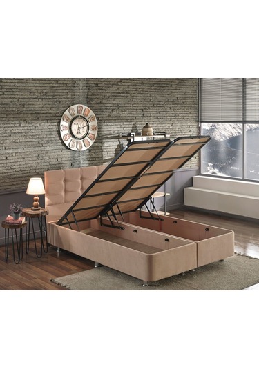 Nironyatak Niron Queen Çift Kişilik Pedli Yatak Seti 150X200 Sütlü Kahve Kum