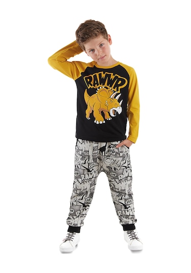 Denokids Mshb&g Rawr Erkek Çocuk T-shirt Pantolon Takım Çok Renkli