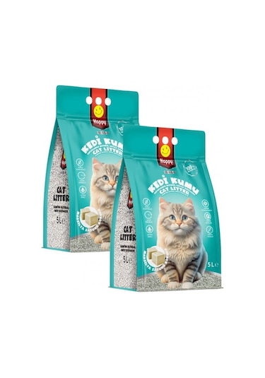 Happy Topaklanan Bentonit Marsilya Sabunlu Kedi Kumu 2 x 5 L