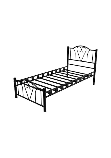 Argimo Orkide Tek Kişilik Ferforje Siyah Metal Karyola 90x190