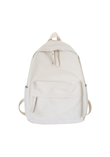 Suofeng Beyaz Üniversite Lisesi Okul Çantası - Kaliteli Kumaş, Dayanıklı, Geniş Hacimli, Modern Tasarımlı Sırt Çantası Beyaz