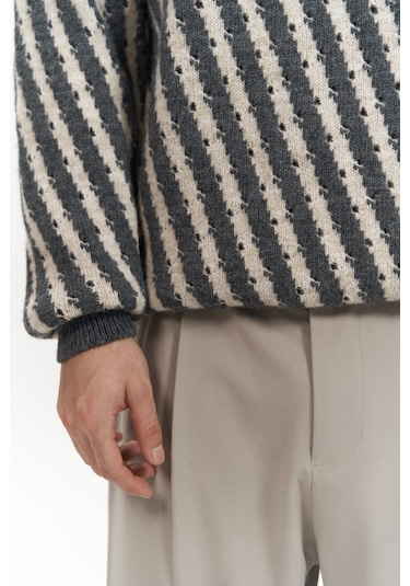 Elijah Şeritli Antrasit Erkek Triko Kazak Antrasit