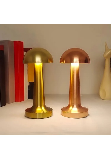 Forlife Dekoratif Şarjlı Led Mantar Masa Lambası Gold Fl-8055 Çok Renkli