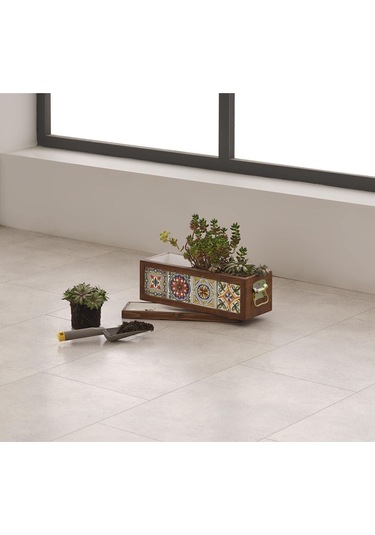 Halohope El Yapımı 4 Meksika Çinili Dekoratif Modern Ahşap Dikdörtgen Bahçe Balkon Saksı Saksılık Çiçeklik