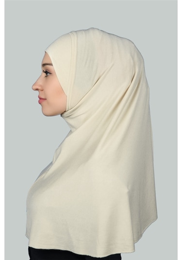 Hazır Türban Pratik Eşarp Tesettür Hijab - Namaz Örtüsü Xl Krem