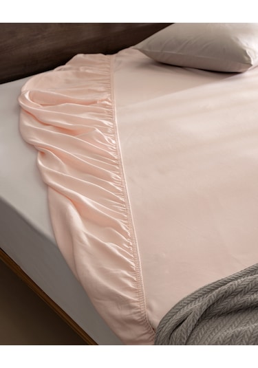 Ciel Tek Kişilik %100 Pamuk Lastikli Saten Çarşaf - Açık Pudra 8684427179703 Çok Renkli