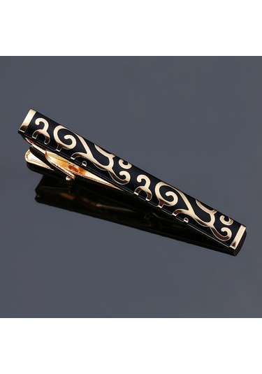 Padalink Erkek İş Gömleği Kravatı Klemensi - Elektroplajlı, Hassas Pürüzsüz, Alerji Özgü, Gümüş Altın Desenli Çok Renkli