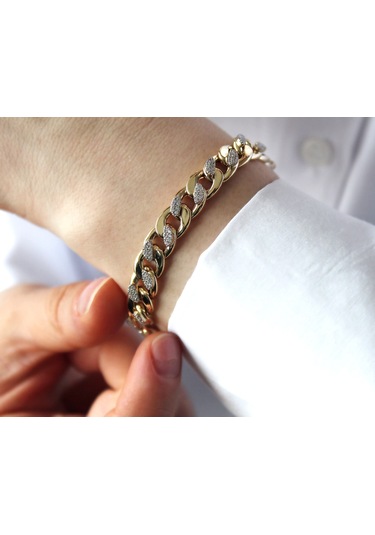 Taşlı Gurmet Bileklik-Künye Guler10001470 Sarı Altın