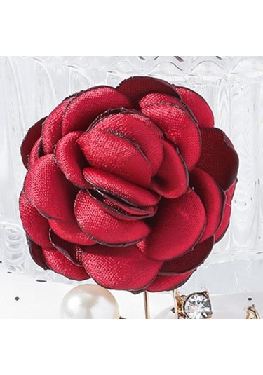 İnci Görünümlü Kumaş Gül Broş Kadınlar İçin Yapay Çiçek Broş İğnesi Yapay Elmas Yaka İğnesi Palto Şapka Çanta İçin Giyim Aksesuarları Mavi