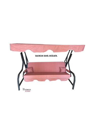3 Kişilik Salıncak Minder Seti Süngerli Kılıfı Gül Kurusu Bahçe (547462436)