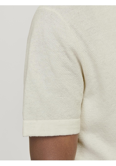 Jack & Jones Erkek Örme Gömlek - Emil - 12268220 Cloud Dancer Çok Renkli