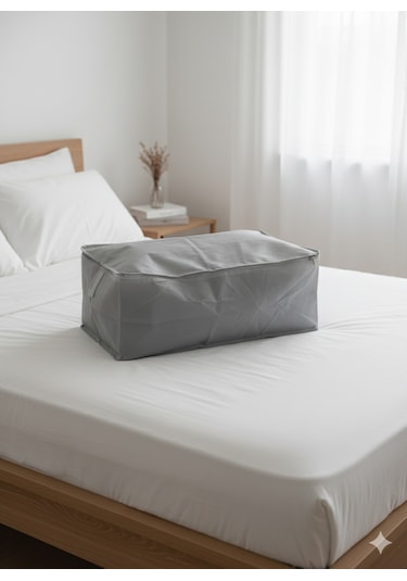 2'li Gri Büyük Baza Altı & Çekyat Tipi Tela Hurç 65x45x22 Cm Fermuarlı Saklama Ve Düzenleme Hurcu Gri