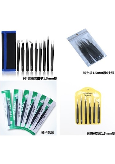 Tongxida 9 Parça Manyetik Paslanmaz Çelik Elektronik Set: Düz-uç Yuvarlak Dik Uç Esd-15 1.5 Mm Kartlı Paketle
