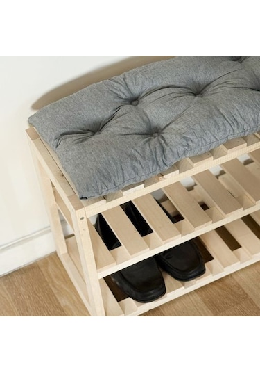 Ayakkabılıklı Puf Ahşap 3 Katlı Ayakkabılık 5081