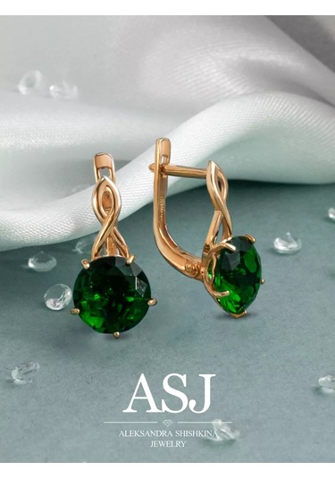 Asj 925 Ayar Gümüş Taşlı Altın Küpeler 188588229 Yeşil