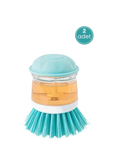 2 Adet Deterjan Hazneli Bulaşık Fırçası, Basmalı Mutfak Banyo Temizlik Yıkama Fırçası 2 Li Set