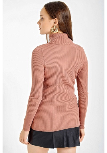 Gabria Fitilli Balıkçı Yaka Kazak Camel