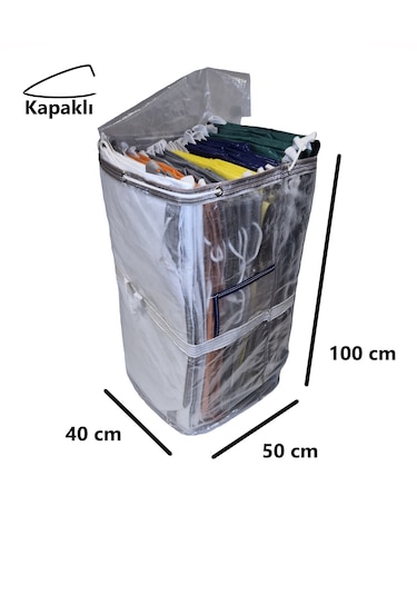 Branda Taşıma Çuvalı 50x40 100cm Kapaklı,ıpli,cepli 170gr. Şeffaf Şeffaf