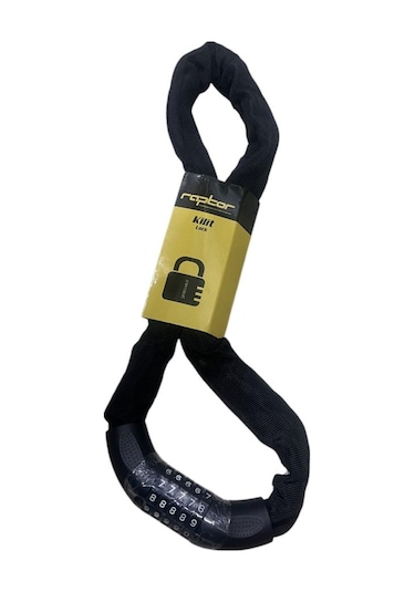 Raptor Bisiklet Zincir Kilit 5 Şifreli 90cm - 6 Mm Kalınlık Siyah