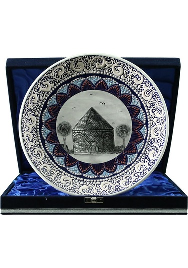 E38 El İşçiliği Çini Tabak Kümbet 25 Cm - 6416