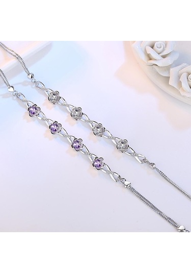 Beyaz Yeni Zirkon Çiçek Bileklik Moda Basit Bileklik Beyaz