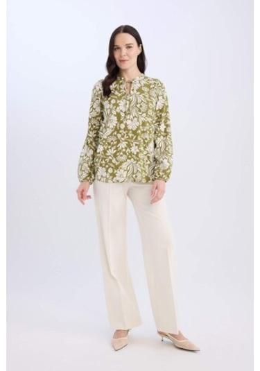 Defacto Regular Fit Bisiklet Yaka Desenli Uzun Kollu Bluz N1809az25spkh262 Haki