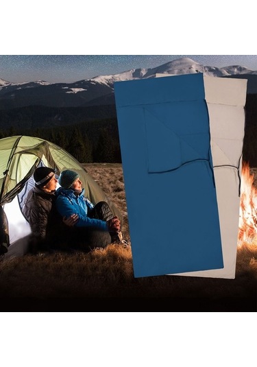 Pazly Yumuşak Pamuklu Kamp Uyku Tulumu - Mavi/bej, Rahat Kampçılık İçin Haki