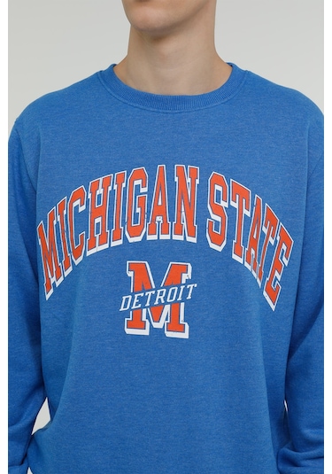Superfly Michigan State Bisiklet Yaka Erkek Sweatshirt Spf101232313121 Yeşil